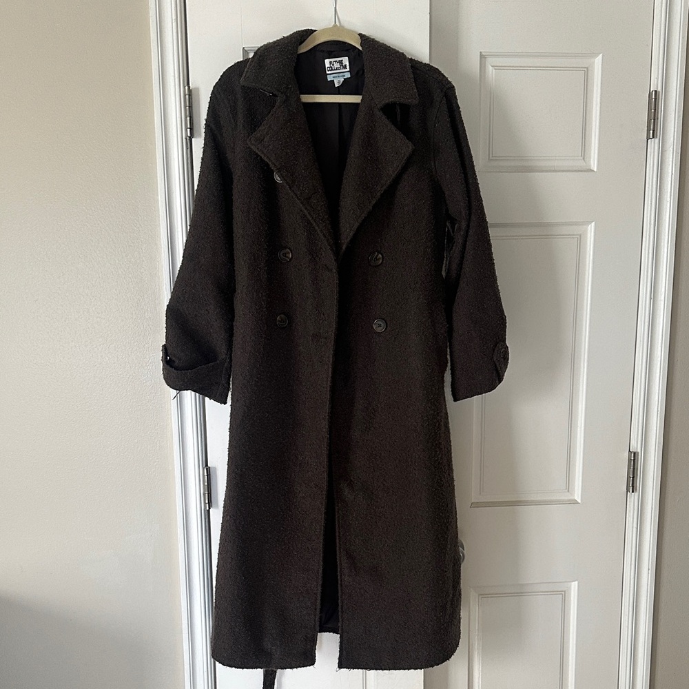Elegant Brown Double-Breasted Trench Coat
